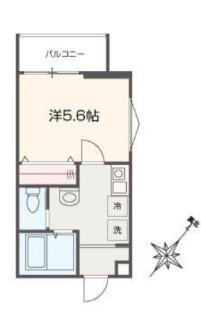 MELLAS武蔵藤沢(1K/2階)の間取り写真