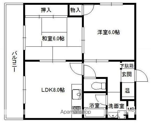 愛宕ビル(2LDK/3階)の間取り写真
