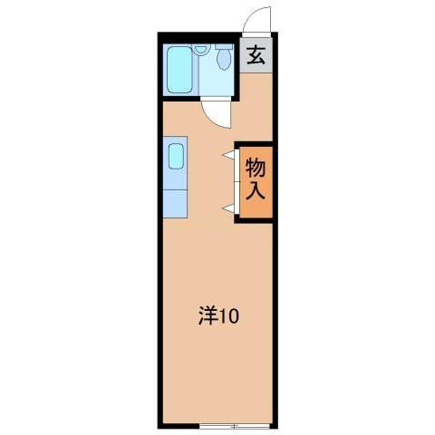 コーポいのうえB棟(ワンルーム/2階)の間取り写真