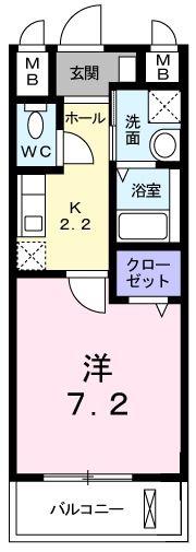 マウントック・ローズ(1K/5階)の間取り写真
