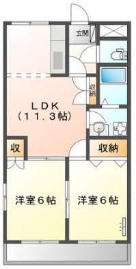 メゾンハッピネス(2LDK/1階)の間取り写真