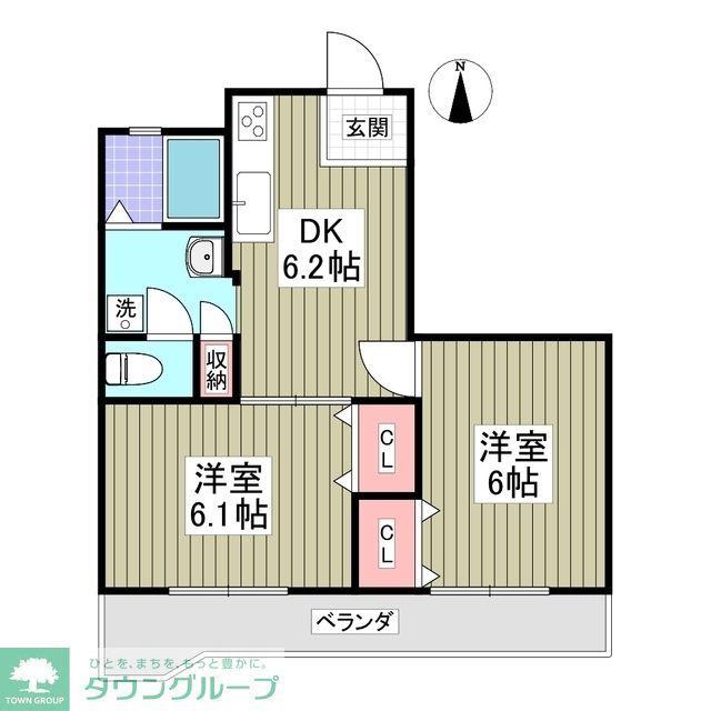 吉岡コーポ(2DK/4階)の間取り写真