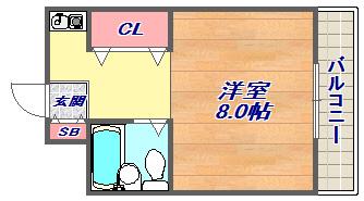 ルーブル西灘(ワンルーム/4階)の間取り写真