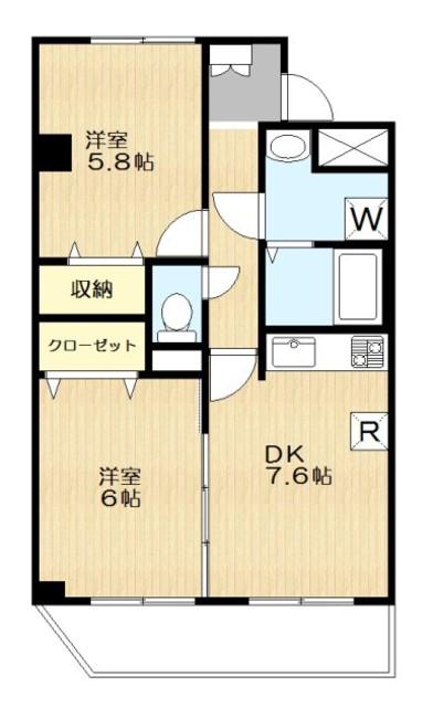 ソフィーナ鷺沼(2DK/3階)の間取り写真