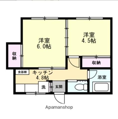 URBAN HILLS みこと(2K/2階)の間取り写真