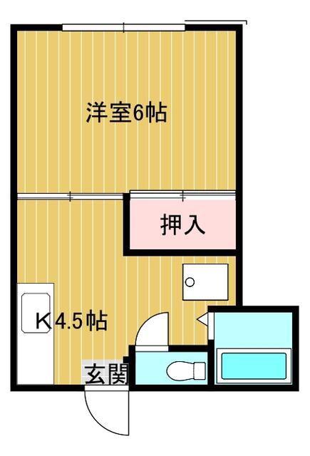 東急田園都市線 用賀駅 徒歩6分 2階建 築43年(1K/1階)の間取り写真