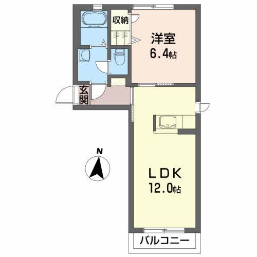グレイス ガーデンB(1LDK/2階)の間取り写真