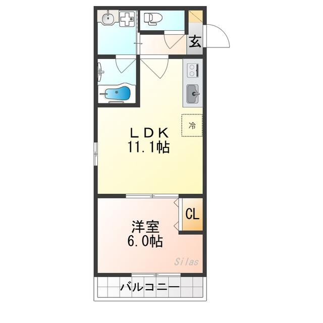 BRILLIA COURT丹波橋(1LDK/1階)の間取り写真