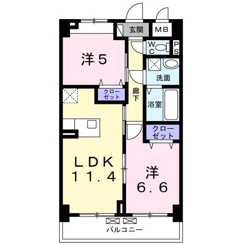 ラフィナージュ(2LDK/1階)の間取り写真