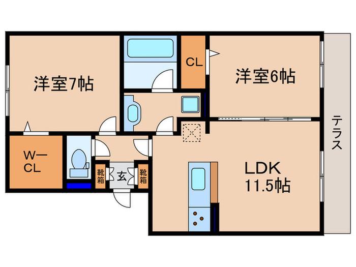 K´Sグレイス(2LDK/1階)の間取り写真