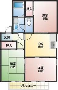 セジュール如来(3DK/2階)の間取り写真