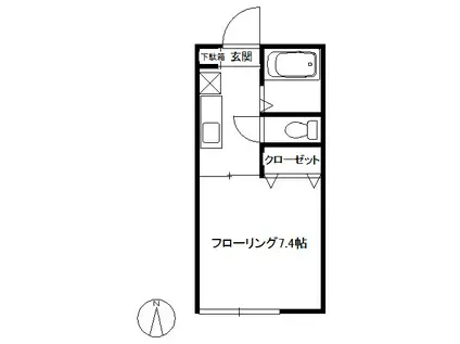 デルニエB棟(1K/1階)の間取り写真