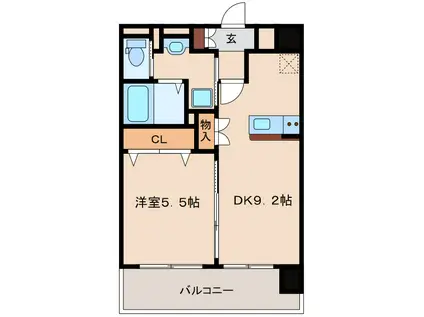 LUXE新大阪II(1DK/6階)の間取り写真