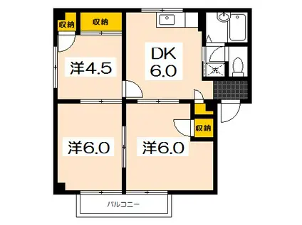 Iタウン(3DK/1階)の間取り写真