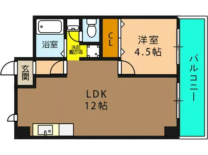 ヴィラ高殿(1LDK/3階)の間取り写真