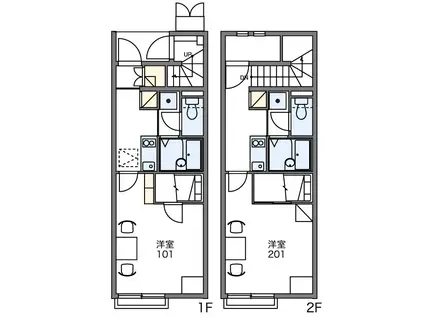 西鉄天神大牟田線 西鉄二日市駅 徒歩9分 2階建 築17年(1K/1階)の間取り写真