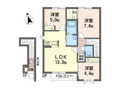 そらりすの庄B(3LDK/2階)の間取り写真