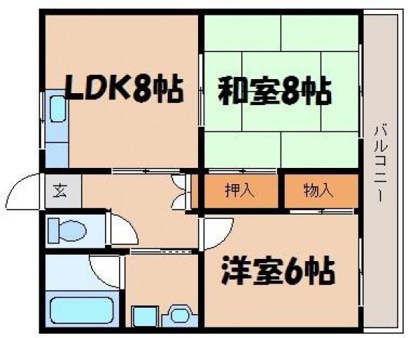 中本マンション(2LDK/1階)の間取り写真