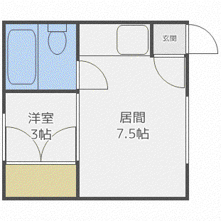 みどり荘(ワンルーム/3階)の間取り写真