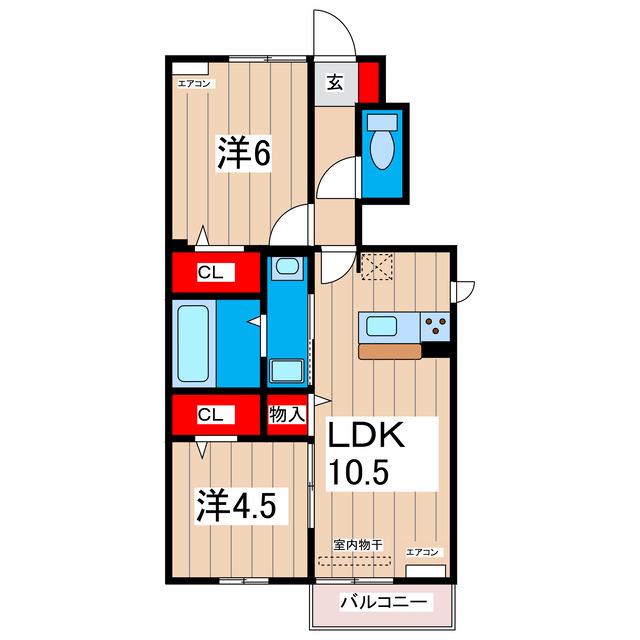 シスモンスII(2LDK/1階)の間取り写真