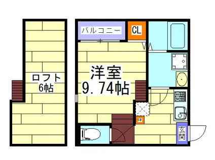 フェリオハウス(1K/2階)の間取り写真