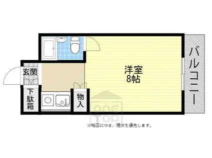 江坂第2平和マンション(ワンルーム/1階)の間取り写真