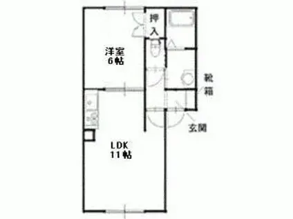 ハイセレールドリーム(1LDK/2階)の間取り写真