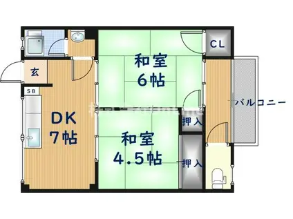 木田マンション(2DK/2階)の間取り写真