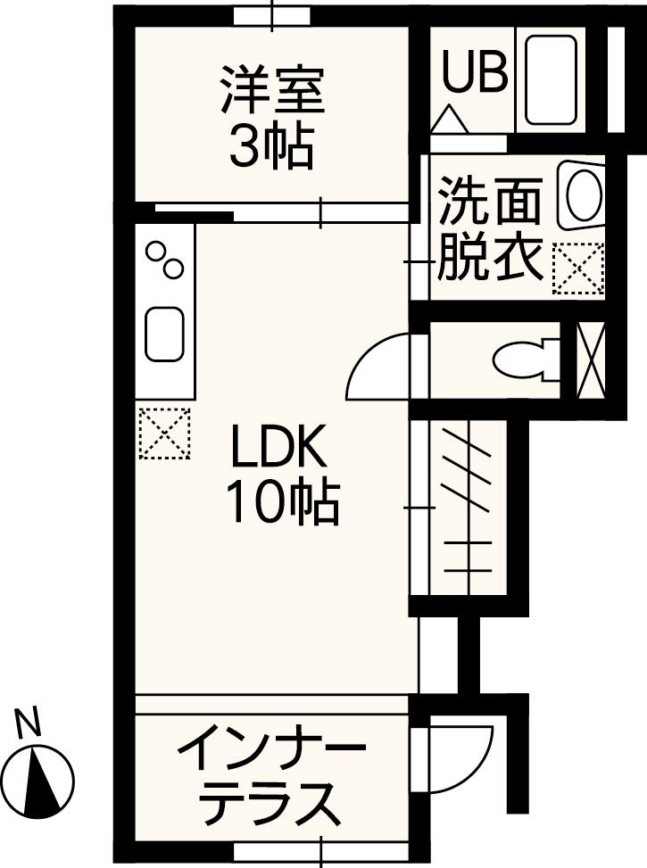 ホワイトステージ・玉名(1LDK/1階)の間取り写真