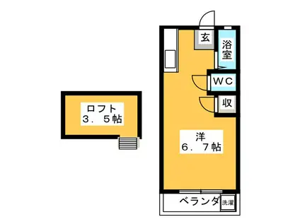 メゾンサンテ(ワンルーム/2階)の間取り写真