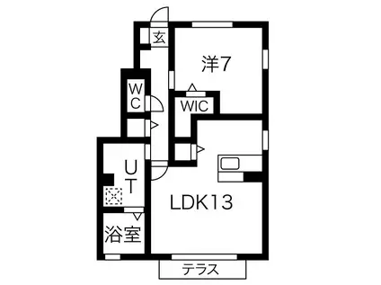 ワダニシ・ムジュー(1LDK/1階)の間取り写真