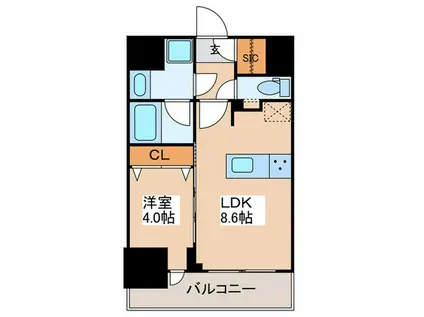 シティインデックス神田(1LDK/13階)の間取り写真