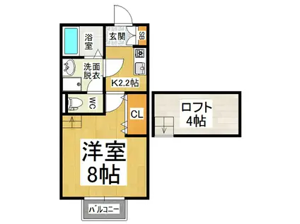 サンライズ増田(1K/2階)の間取り写真