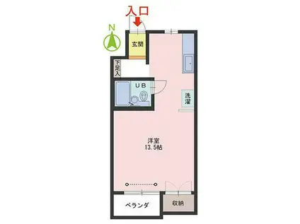 ホワイトシャトレ梅田(ワンルーム/1階)の間取り写真