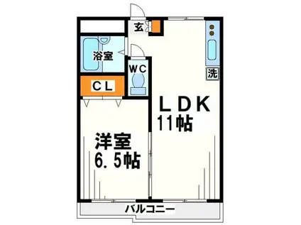 シティ富沢(1LDK/4階)の間取り写真