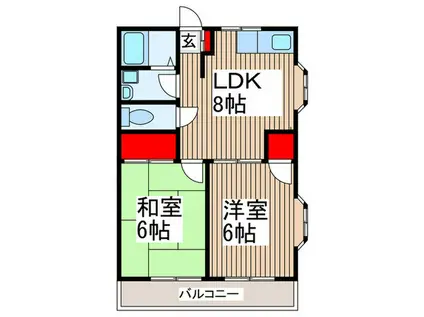 リバーサイド堀井A(2LDK/2階)の間取り写真