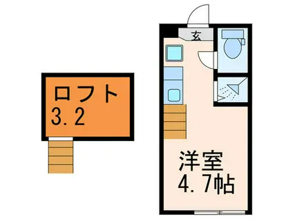 ハーモニーテラス坂戸(ワンルーム/2階)の間取り写真