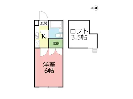 ジョイパレス平塚(1K/2階)の間取り写真