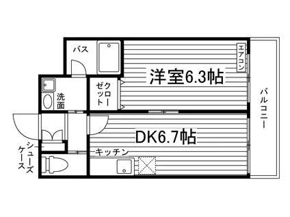 リタフォレッセ(1DK/2階)の間取り写真