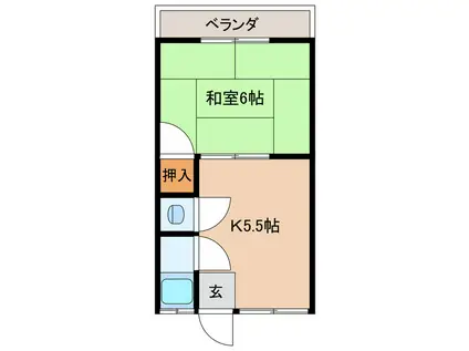 太田荘(1K/2階)の間取り写真