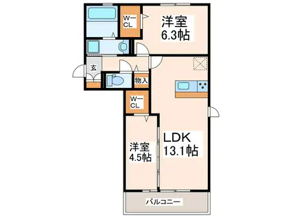 DーROOM平成STA.PJ(2LDK/1階)の間取り写真