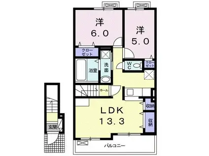 メゾンーエスポワール(2LDK/2階)の間取り写真