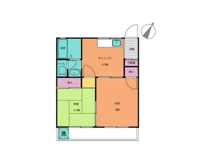 ハイツS(2DK/2階)の間取り写真