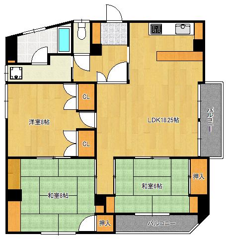 小林ビル(3LDK/3階)の間取り写真