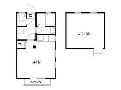 エクセルシャトー国見ケ丘 II(ワンルーム/2階)の間取り写真