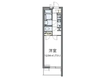 U&SIV(1K/1階)の間取り写真