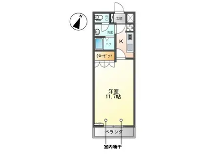 カサ・ベルデII(1K/2階)の間取り写真