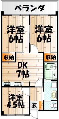 片野レジデンシャルビル(3DK/7階)の間取り写真