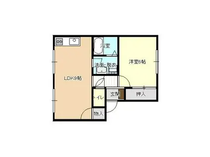 ビバライフ下条(1LDK/1階)の間取り写真