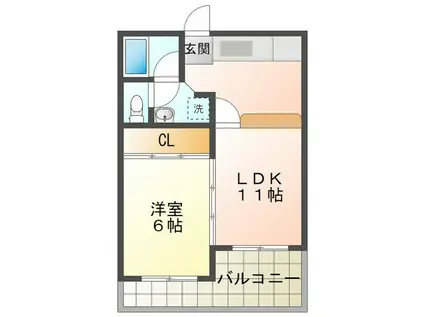ミューかいぞう(1LDK/1階)の間取り写真